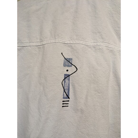 Expressions By Leslie Women's Art Wear 100% Cotton Short Sleeve Button Down Top - Picture 10 of 12